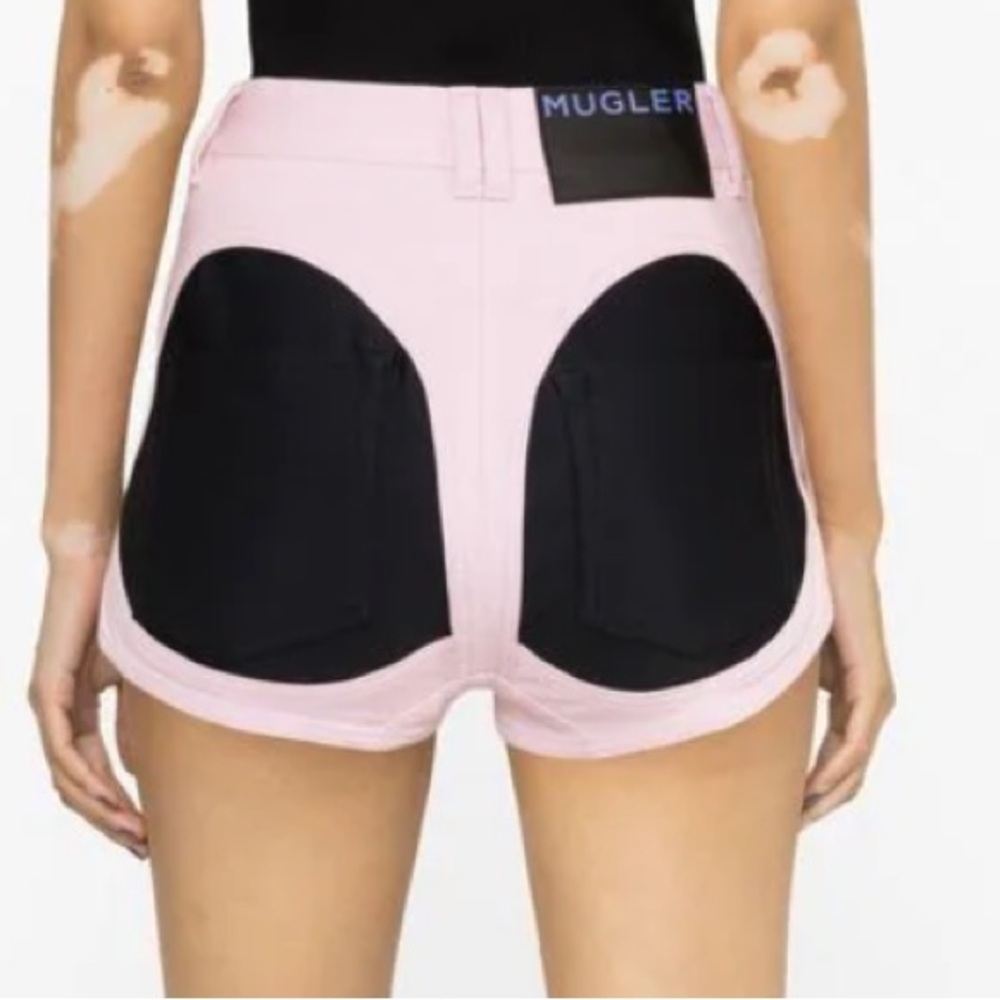 Pink Mugler Denim Shorts
